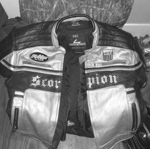 Mens Large Leather Motorcycle Cold Weather Jacket